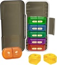 Tedenske tablete Organizator 2 krat na dan, Vlažno-Proof, Odstranljivi kompartmenti, AM PM tablete Box 2x 7 dan, potovalne tablete organizator za tablete/ribje olje/sredstvo/Vitamin/Dopolnila (črna + barvita)