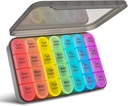 Greencycle Tedenske tablete Organizator, 7 dan / 4 krat Na dan velike tablete Primeri Vlažno-Proof tablete Box AM PM Medicine Organizator za zadrževanje vitamini ribje olje dodatki (Rainbow)