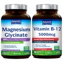 Prirojena vitalnost Magnezij Glycinate & Vitamin B12 Bundele, No Gluten & Vegan, Magnezij (120 Caps) & Vitamin B12 (90 Fast Dissolve Tabs), Value Pack, Bundle & Save