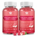 Kalcijev citrat 1200 mg Gumiji z vitaminom D3, K2 - Žvečilni kalcij Magnezijev cink d3 dodatek z Sea Moss ekstrakt za kosti, zobje, Imunska podpora za ženske in moške, Peach Flavor-60 Gumies(2Pack)