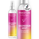 Pink Stork Magnezijev Spray meglica - za miren, stres, in spanje, Podpora za slabost, Nosečnost mora imeti, 200 mg na 6 Spray, Čisti magnezijev klorid Razpršilo telesa, 4 oz, Neoporečna
