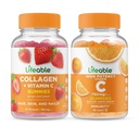 Življenjski kolagen & vitamin C + vitamin C 750mg, Gummies Bundle - odličen okus, vitamin dopolnilo, Gluten brezplačno, GSO brezplačno, žvečljivi gumi