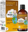 Kiddivet Baby multivitaminske tekoče kapljice z inulinom - 48 Dnevne strežnice, 4 Fl Oz (120ml) - Steklena steklenica - brez sladkorja, Gluten brezplačno, vegetarijansko prijazno