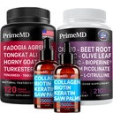 Tekoči kolagen Biotin (2pk), Fadogia Tongkat Ali (1pk), in dušikov oksid (1pk) dodatek paket - Močni vitamini za lase, kožo, nohte, srce, energijo, in testosterona podpora - Non-GMO, Vegan