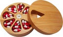 fašciaga Bamboo les vsak teden tablete vitamina Medicine Organizator primeru Box,Kitchen sol Spice Klančniki Klančniki,Zemeljski nakit Skladiščenje dekorativno polje (Velika)