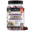 Gobe Gumiji za odrasle - 10 v 1 Funkcionalna goba dodatek za Mood in fokus z levi griva Turčija Tail Cordyceps Shiitake Reishi - Vegan, Non-GMO, Sveže malina aroma, 60 grof