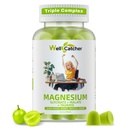 Magnezijev kompleks Gumiji za odrasle: Trojni magnezijev dodatek z magnezijevim glicinatom Malate Taurat za moške ženske Podpora spanje Mood Uravnotežena kost Mišično zdravje Sugar Free Organic 60CT