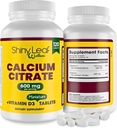 Shiny Leaf Calcium Minis 600 mg - dnevne tablete kalcijevega citrata 600mg Plus Vitamin D3 za Bariatric post-op in Gastric bypass za ženske in moške, enostavno za pogoltniti, Made in USA, Vegetarian - 120 Ct.
