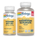 SOLARAY Vitamin D3 K2 in magnezijev glicinat - Zdravje kosti paket - kalcijeva absorpcija, živec, srce in imunske podpore w/ 5000 i. e. vitamin D, 350 mg kelirani magnezij, 60- dan garancije, 120ct/ 120ct