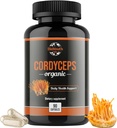 Cordyceps Organski prehranski dodatek - Naravna energijska okrepitev in dihalna podpora z Cordyceps Militaris, klinično podprto, ne-GMO & Alergen-free 