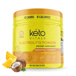 Keto Vitals Elektroliti v prahu - brez sladkorja Keto Elektroliti v prahu s kalijem, magnezijem, natrijem, in kalcij - brez sladkornega elektrolitskega pijače Mix & Hidracija v prahu, 60 Serving, Ananasov kokos