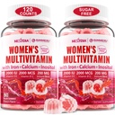 (2 pakiranji) brez sladkorja Metilirani multivitamin za ženske Gumije s kalcij, D3 K2, Inozitol, Folat, Biotin, železo, vitamin A, C, E, B kompleks - multi vitamini in minerali - energija, imunski, kosti - Vegan
