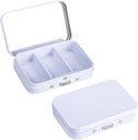 2Pack tablete Box 3 Kompartment tablete primer,Portable Metal potovalne tablete polje z ogledalom za medicino, vitamini, Ribje olje in dodatki,Portable tablete polje za žep ali torbice (bela)