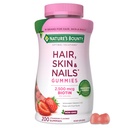 Narava Bounty Optimalne rešitve Lasje, kože in nohti pektin Gumies, 2500 mcg Biotin na strežbo, No Stick Gummy, Vegetarian Formula, Jagodna aroma, 200 štetje, 100 Total Servings