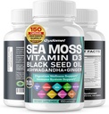 Sea Moss Black Seed Oil - All-in-1 dodatek z vitaminom C Vitamin D3 Ashwagandha Burdock Bladderwrack Ingver Apple Cider kiber Dandelion Yellow Dock