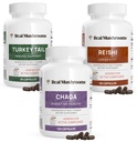 Reishi 415 Dolgoživost kapsule (90ct), Turčija Izvleček gob iz repa imunske podpore (90ct), Chaga Extract Goba dodatek (120 cap)