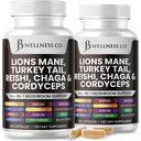 Levi Mane Dopolnilo Kognitivna podpora, Imunsko zdravje s Turčijo Tail 20in1 Gobe Reishi Cordyceps Chaga z Marshmallow koren - 120 grof
