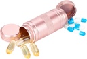 Majhne tablete Kovinske tablete - Prenosne vodoodporne tablete Zabojnik za žepno torbico, Travel Daily Pill imetnik, Medicine Organizator za vitamin / Fish olje / Dobavitelji Pink 1 Pack