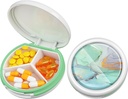 Serfeymi majhne tablete Box - 3 Kompartmenti Prenosne tablete Box za Purse Pocket, Compact Mini potovalne tablete Primer - Primeren za medicino, Vitamin, ribje olje, dodatki - bela (Marble)