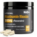 NAD dodatek - NAD+ z nikotinamid ribozid (NR) in Resveratrol Quercetin 900mg Pure Organic NAD Plus za celična popravila zdravo staranje možganov funkcijo, 80 kapsule