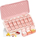 Organizator tablete 3 krat na dan, 7 Day Pill Box - GloDeals Weekly Pill Organizer, Prenosni Odstranljiv dnevno Medicine Dispenzer Primer za vitamin ribje olje dodatek, roza