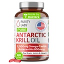 Čistost Labs Antarktika Krill Oil 2000mg Omega-3 z Astaksantin 800mcg dodatki za podporo pomnilnika, bogati z Omega 3, maščobne kisline, DHA, EPA & fosfolipidi - 60 Softgels