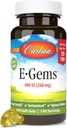 Carlson - E-Gems 400 i.e. (268 mg), naravni vir vitamina E, optimalna Wellness, 140 mehkih gelov