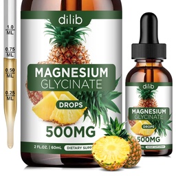 Magnezij Glycinate dodatek, Tekoči Magnezij Glycinate Tekočih kapljic 500mg-podpora Stres Relief, Sprostitev, Mood, Sleep, Bone & Muscle-2 Fl Oz, Vegan, Ananas Flavor