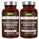 Multivitamin in minerali za moške + kompleks Astaksantin Vegan Bundle, trajen release Advanced Multivitamin + 4 mg H. Pluvialis Natural Astaksantin, by Igennus