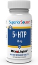 Superior Source 5-HTP 50 mg - Natural Supplement Aids Sproščujoče funkcije spanja in nevrotransmitorjev - Brain Health & Function Support - 5-Hidroksitriptofan dodatek - 60 Instant Dissolve tablete