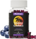 Tanning Gummies, Tanning dodatek za odrasle ženske in moške, Daily Tanning Gummies za zdravje kože in pigmentacije, Non-GMO, Vegan, borovničev okus, 60 Gummies