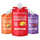Oblikovalec Wellness Protein Smoothie, Real Fruit, 12g Protein, Nizka Carb, Nič dodanega sladkorja, Gluten-free, Non-GMO, Brez umetnih barv ali arom, Variety Pack, 12 Count