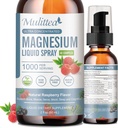 Magnezij Glicinat Tekočina s citratom, tauratom, malat-magnezij kompleksne kapljice Spray w/potasium L-teanin visoka absorpcija -Vegan, sladkor brez, 2 Fl.oz