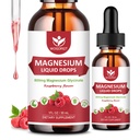 (2 paket) Magnezij Glicinat Tekoče kapljice s Citrat & Taurat - visoka absorpcija 1000mg Tekoči magnezijev kompleks z D3, GABA, L-teanin za kognicijo, mišice & fokus, Raspberry Flavor - 30ml