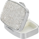 Žepna farmacija Bling 2 kompartment Medicina Organizator majhne srčkan tablete tabletke potovalna škatla zaboj za Purse Square Vitamin Imetnik za žepek(Srebro)