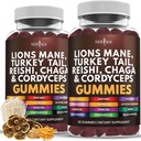 NOVA AGE Lion's Mane Supplement Gumies - Celovit dodatek gob za kognitivno in imuno podporo, z Reishi, Cordyceps - 120 Count