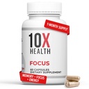 10X Health Focus Rhodiola Rosea - Brain Supplements for Memory and Focus - 60 kapsul Focus Supplement, Memory Supplement for Brain Health z Ginkgo Biloba, Huperzin A - Ginkgo Biloba Kapsule