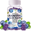 Magnezij Glycinate Gumies 2500mg - brez sladkorja Magnezij Kalij dodatek z vitaminom D, B6, CoQ10 za mirno Mood in podporo za spanje - 90 borovnic