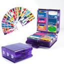 Velika tablete Organizator z zdravili nalepke, tablete Dispenser 12-Compartment Travel Medication Storage Case, 7-dnevne tablete Škatla za vitamine in dodatke (Purple, 161 oznake)