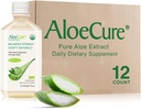 AloeCure USDA Ekološka Aloe Vera Juice narejena v 12 H od žetve - Pure Aloe Juice Natural Prebavni dodatek za podporo prebavljivosti, imunskega sistema in uravnotežene želodčne kisline, 12 x 500ml steklenice