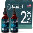 E2H Jetrna podpora dodatek z mlekom Thistle - Jetrno zdravje Formula - Artichoke Extract, Dandelion Root, Chanca Piedra, in več - Absorbent Liquid Formula (2 steklenice)