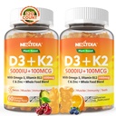 Vitamin D3 K2 Gumies 5000 i.e. / 10.000 i.e. z Omega-3 250mg + K2(MK-7) 100mcg - 5X Absorpcija kot standard D3K2, z vitaminom C, cinkom in 5 organskimi zelenjavami,podpora kost in moč zob, Imunska