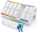 Tedenske tablete Organizator 2 krat na dan, KOVIU velike potovalne tablete Box 7 dan, Am Pm dvakrat na dan primeru tablete z Rotable Handle, tablete imetnik vsebnik za vitamine, Medicina, Dopolnilo, ribje olje, bela