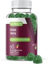 Viteey Aloe Vera Gummies za odrasle - 50mg - Aids in Digestion and Immune Health - Aloe Vera dodatek - Vegan, želatina brezplačno, Gluten brezplačno, GSO brezplačno, Okusna žvečljiva malina okusno Gummy