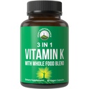 Vitamin K z celotno živilsko mešanico 25+ Zelenjava in sadje za maksimalno absorpcijo. Veganske kapsule. Vitamini K1, K-2 MK4 + K2 Natto MK7. Alternativa kapljicam, Gummies. VIT K s K 2 in MK-7