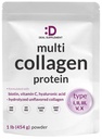 Več kolagenski proteinski prašek,1Lb - tip I, II, III, V, X kolagenski peptidi z biotinom 10000mcg, vitaminom C in hialuronsko kislino - brez arome - Keto & Paleo prijazno, super za lase, kožo, nohte in sklepe