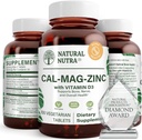 Naravni Nutra kalcij Magnezijev cink dodatek z vitaminom D3 za kosti in mišično moč, spodbuja zdravje živcev, izboljšanje vaše prebavljanje, Gluten brez sladkorja, 100 tablet (Pack of 2)
