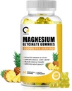 (1 pakiranje) Magnezij Glycinate Gumies, Visoka absorpcija Magnezij dodatek s kalcij in vitamini, Podpora kosti, mišice, noč, Spomin & Mood, Vegan, Ne-GMO, 60 Število, Ananasov okus