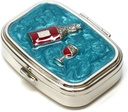 9327 Pravokotna mala tableta Box Organizator Aqua Blue Silver ženske potovalne tablete Primer Purse Pocket Container Daily Portable Medicine Vitamin Box Medicina Dodatek Mini shranjevanje