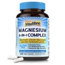 Magnezij Kompleksni dodatek 6 v 1, 1160mg kelirani magnezij za maksimalno absorpcijo, pomoč pri boljšem spanju, sprostitev in živec mirno, 240 Veganske kapsule, Non GSO & Gluten brez